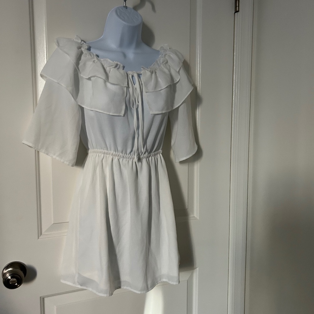 JACK White Short midi Ruffled Top Dress for summer- Size XS